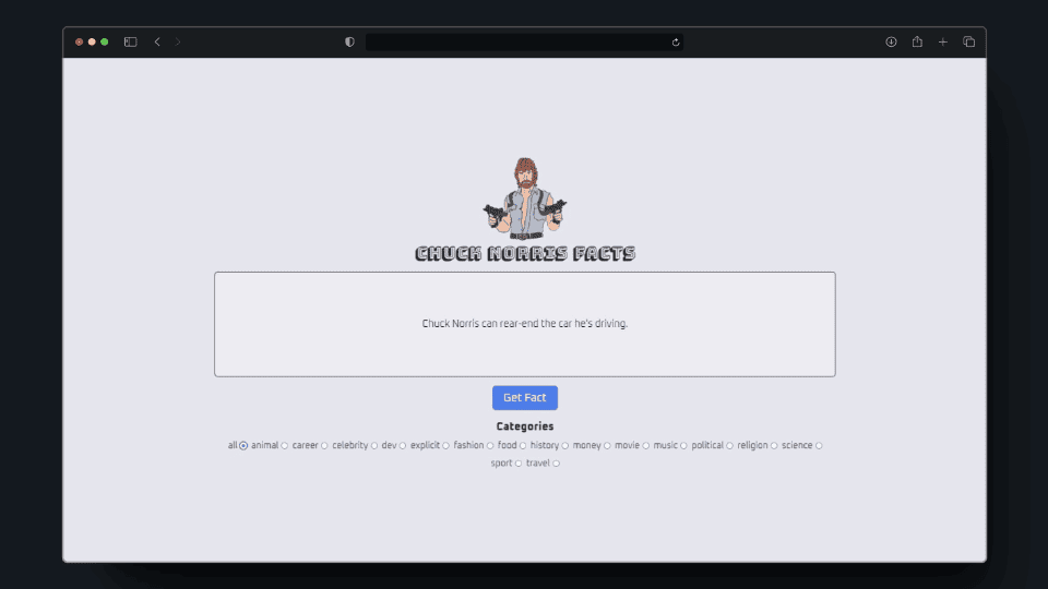 Screenshot del proyecto Chuck Norris Facts